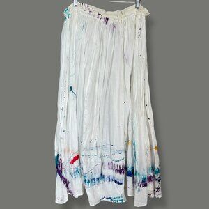 Sarah Handpainted Originals Skirt Broomstick White One Size 100% Cotton Women